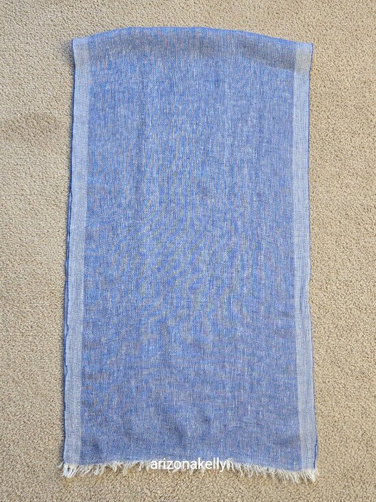 Accessories - NWOT Blue Linen Scarf With Stripe Going Down Each Side